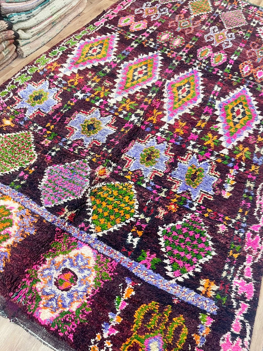Vintage Moroccan Boujaad Rug - Geometric pink - 365 x 200 mm