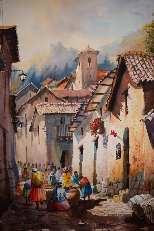ORIGINAL ARTWORK Watercolour -Peru - Ollaytambo