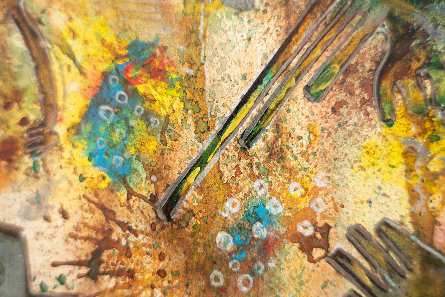 ORIGINAL ARTWORK - Acrylic and watercolor in paper - Nasca lines