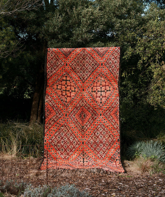 Traditional Red tones Vintage Moroccan Boujaad Rug 3950 x 2000 mm