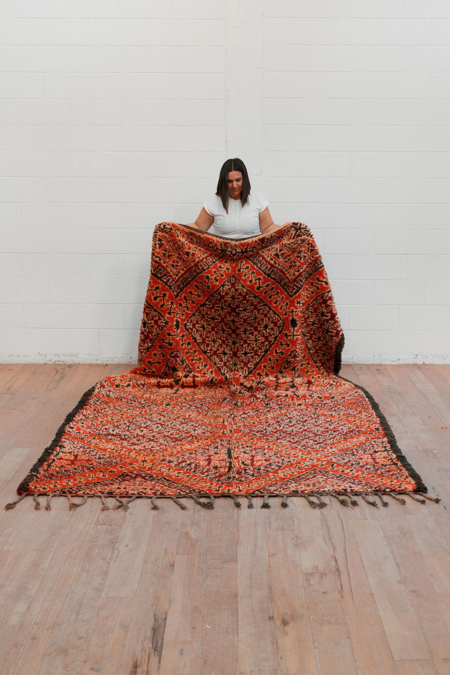 Traditional Red tones Vintage Moroccan Boujaad Rug 3950 x 2000 mm