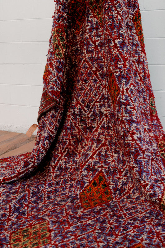 Red & Purple- Vintage Moroccan Boujaad Rug 3650 x 2100 mm