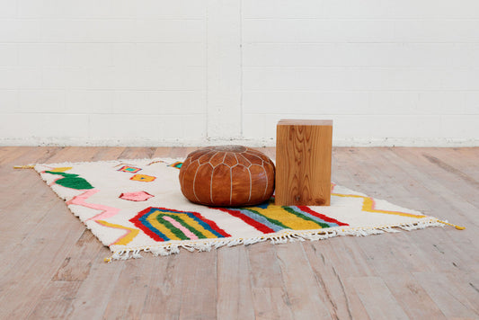 White, Green , Yellow  New Moroccan Beni Ourain Rug  2400 x 1700 mm