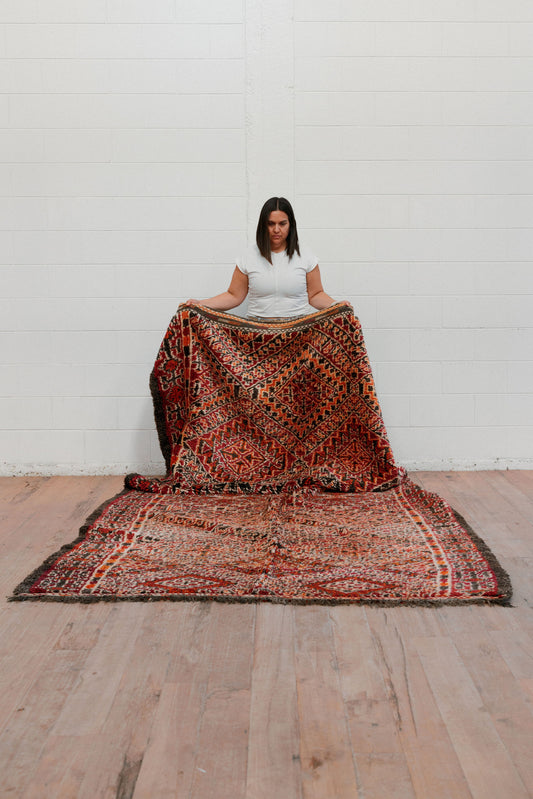 Red and Orange Vintage Moroccan Boujaad Rug  3800 x 1800 mm