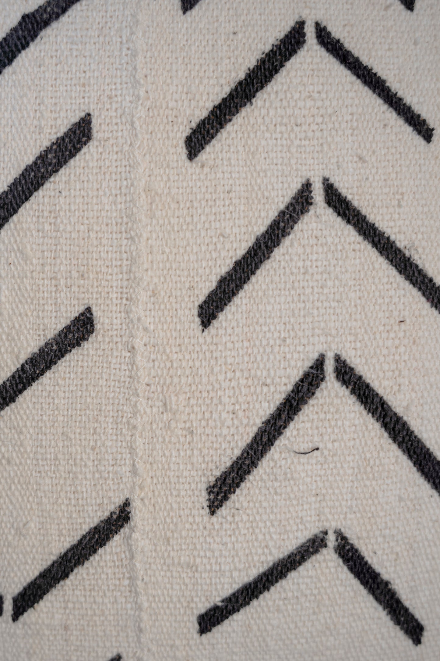 Cream-colored base and black chevron-style patterns