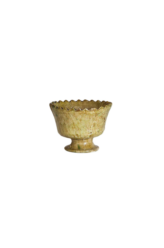 Moroccan Mustard Zig Zag Pedestal Bowl - 16 H x 11 w - Small