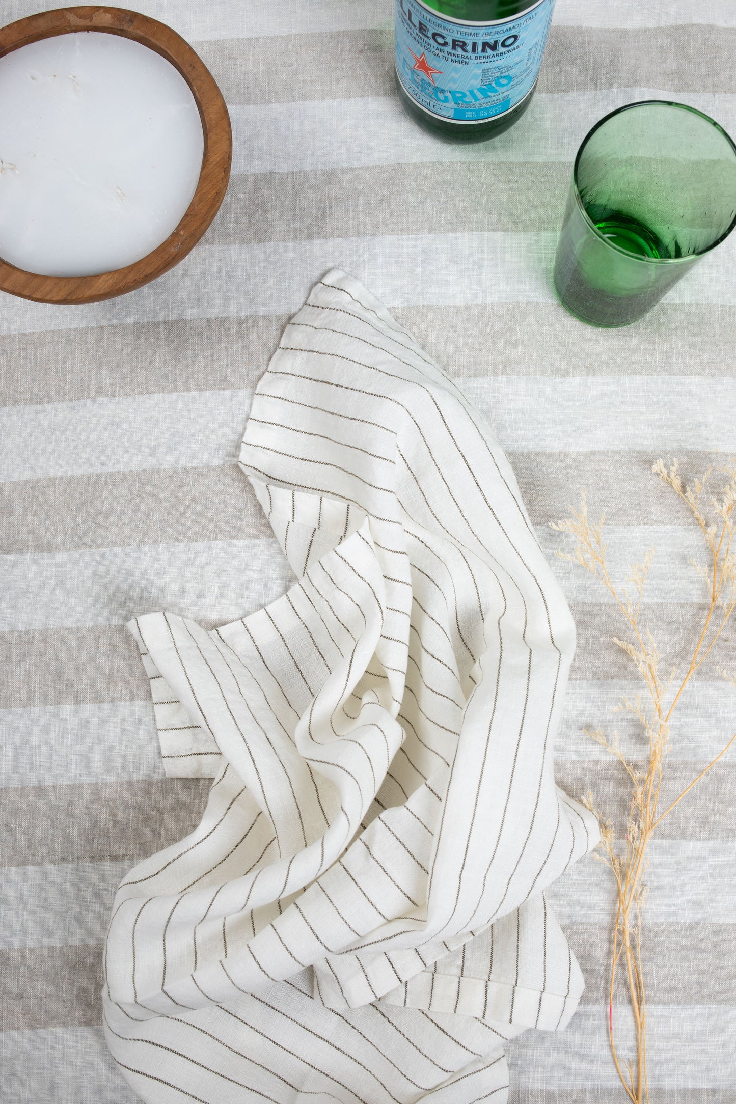 Olive Pinstripe Napkin - Set of Four