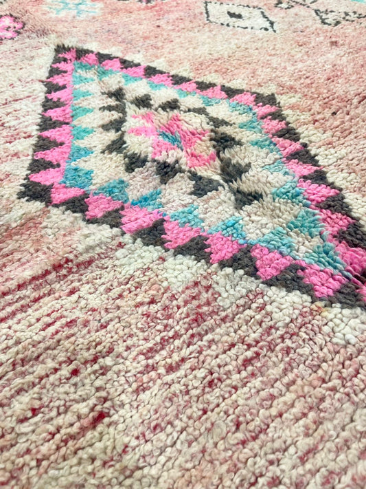 Pink and Light Blue Vintage Moroccan Boujaad Rug - 3000 x 1900 mm