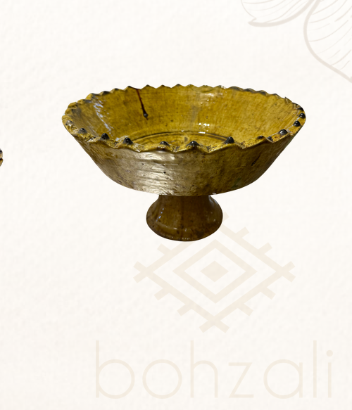 Moroccan Mustard Zig Zag Pedestal Bowl - 32 H x 18 W cm - Large