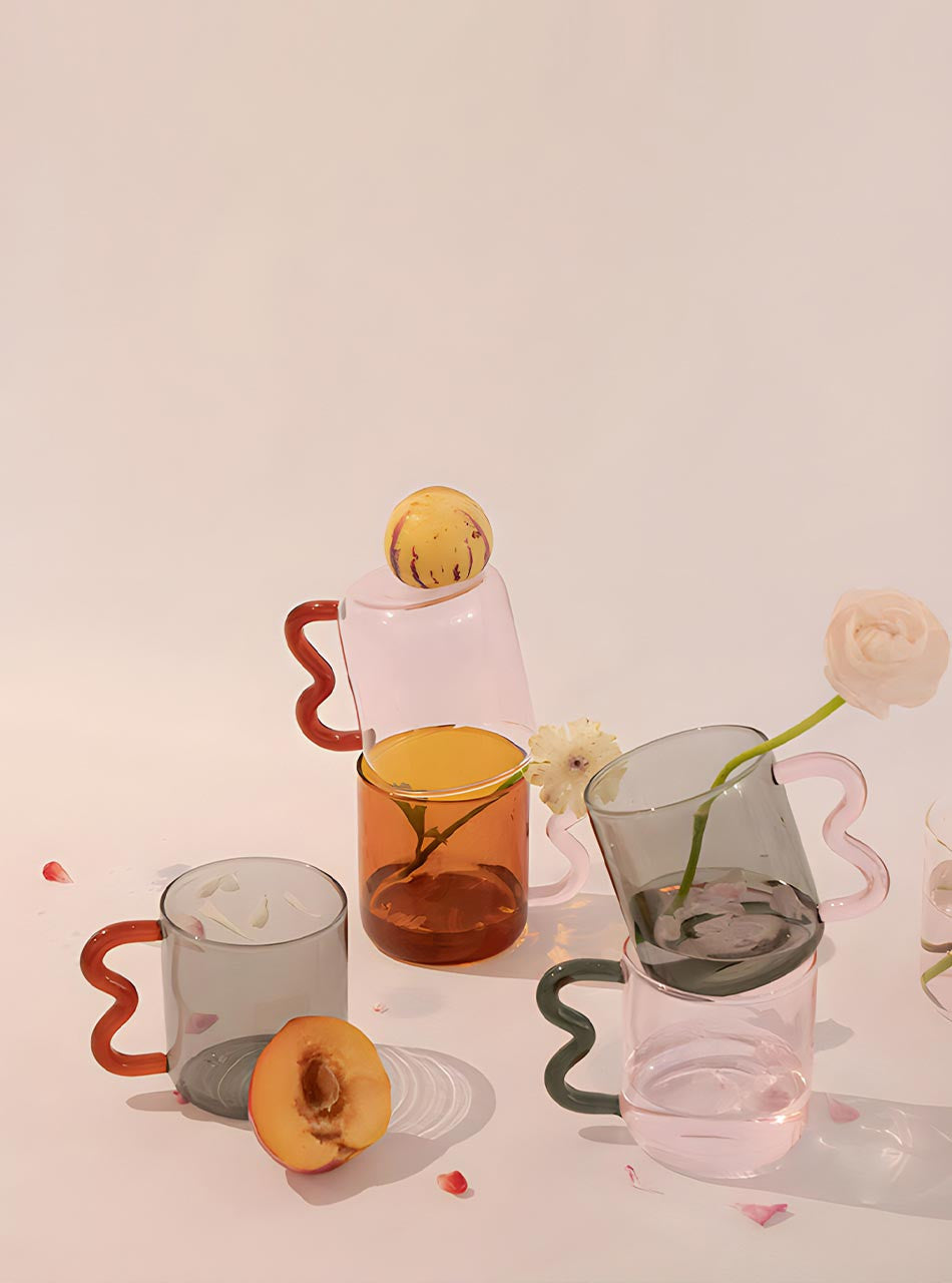 Bonbon Glass Cup - Pink With Amber Handle