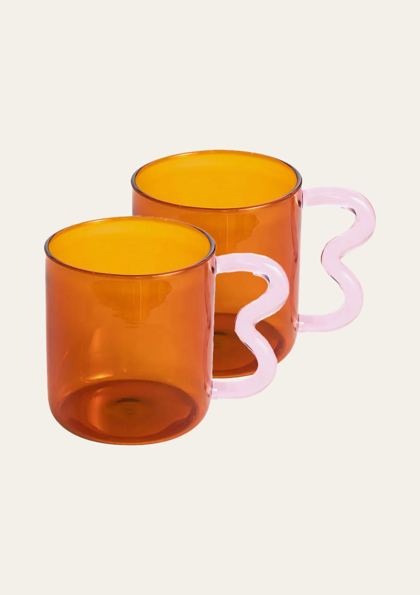 Bonbon Glass Cup - Amber With Pink Handle