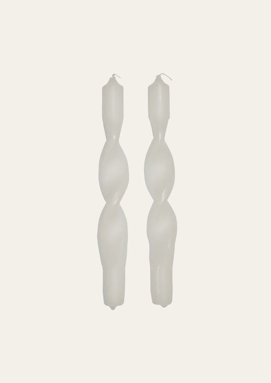 Broste Twist Candle - Pure White - Set of 2