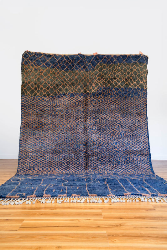 New Blue & Gold  Moroccan Beni M'Rirt  Rug  3200 x 2050mm