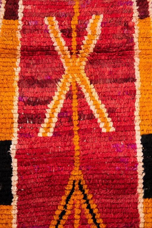 Made-to-Order Moroccan Boujaad Wool Runner 91 – Hot Pink, Orange & Black – 70 × 610 cm