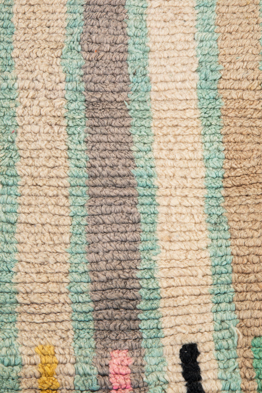 Made-to-Order Moroccan Boujaad Wool Runner 92 – light Green, Pink, Mustard & Black – 80 × 610 cm