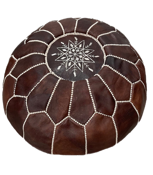 Bohzali Moroccan Leather Pouf nz Black