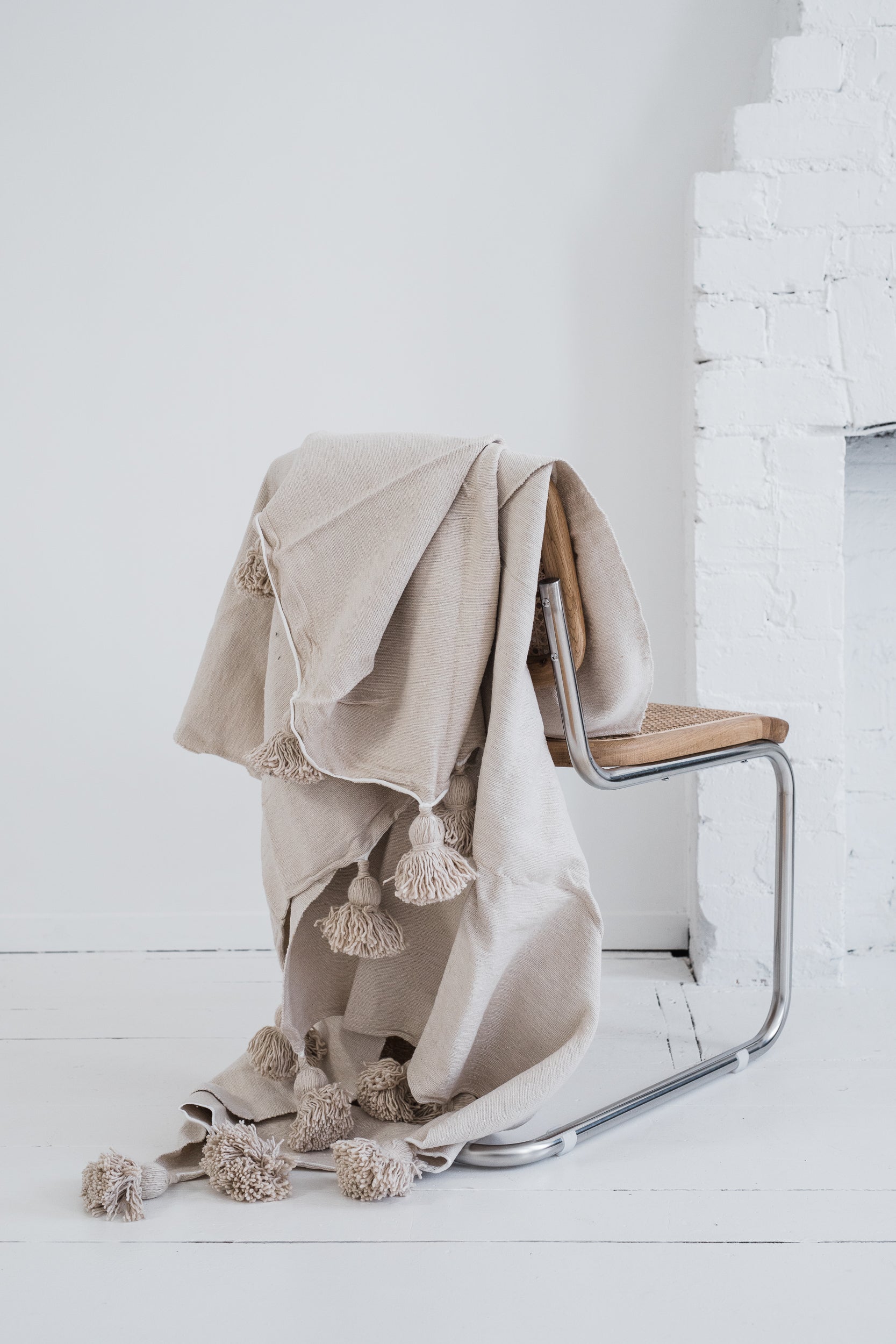 Oyster Pom Pom Blanket Bohzali NZ