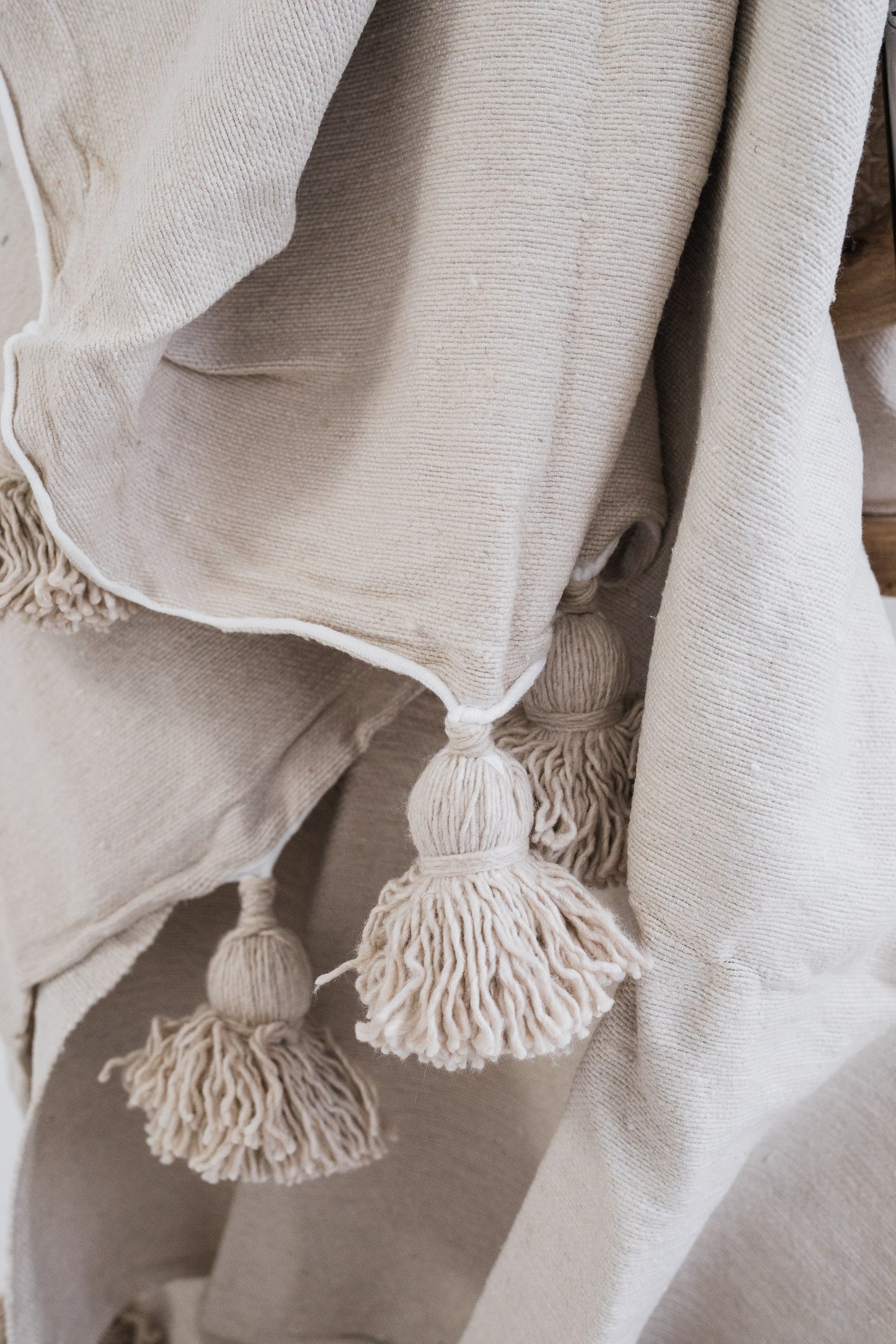 Oyster Pom Pom Blanket Bohzali NZ