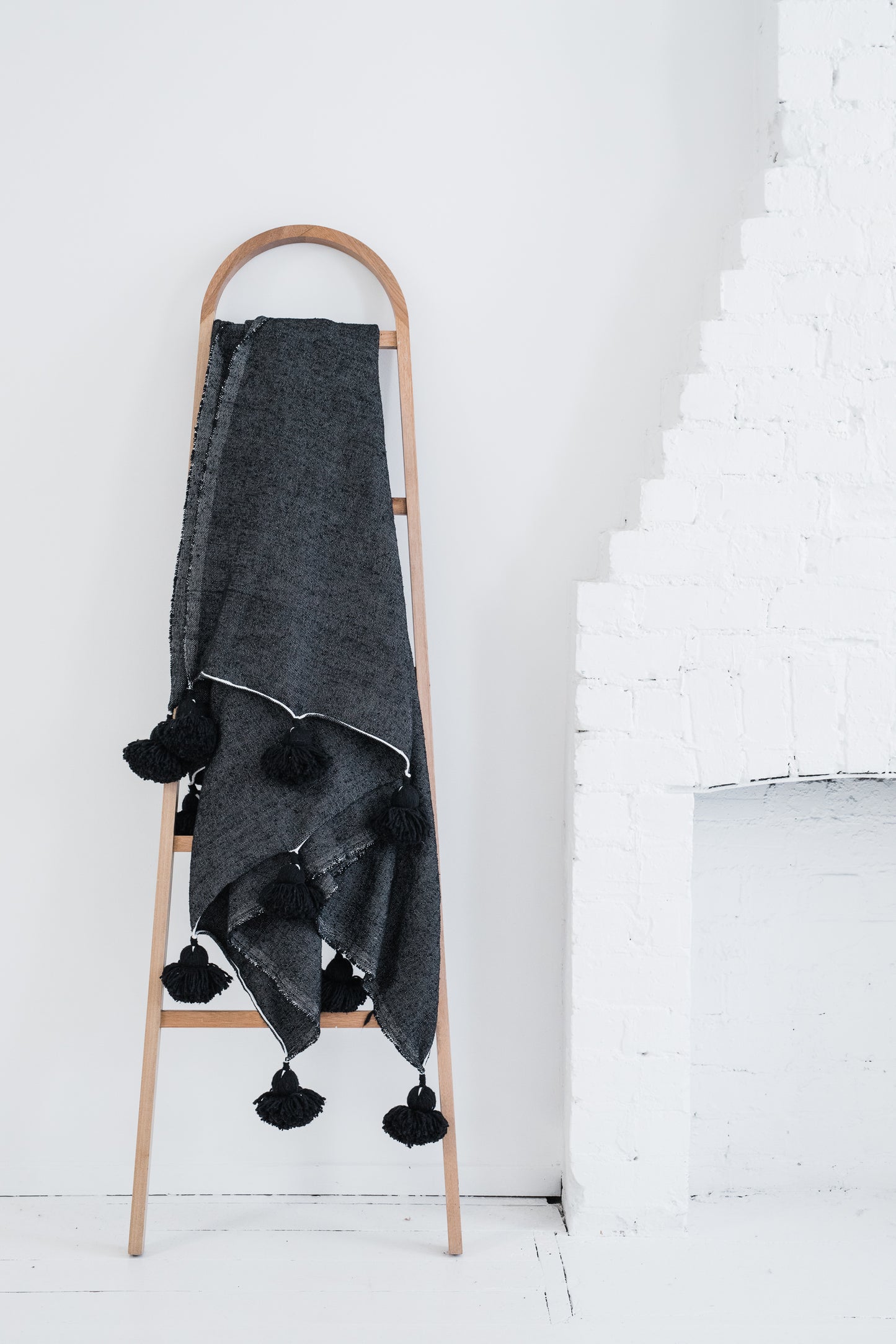 Black Pom Pom Blanket Bohzali NZ