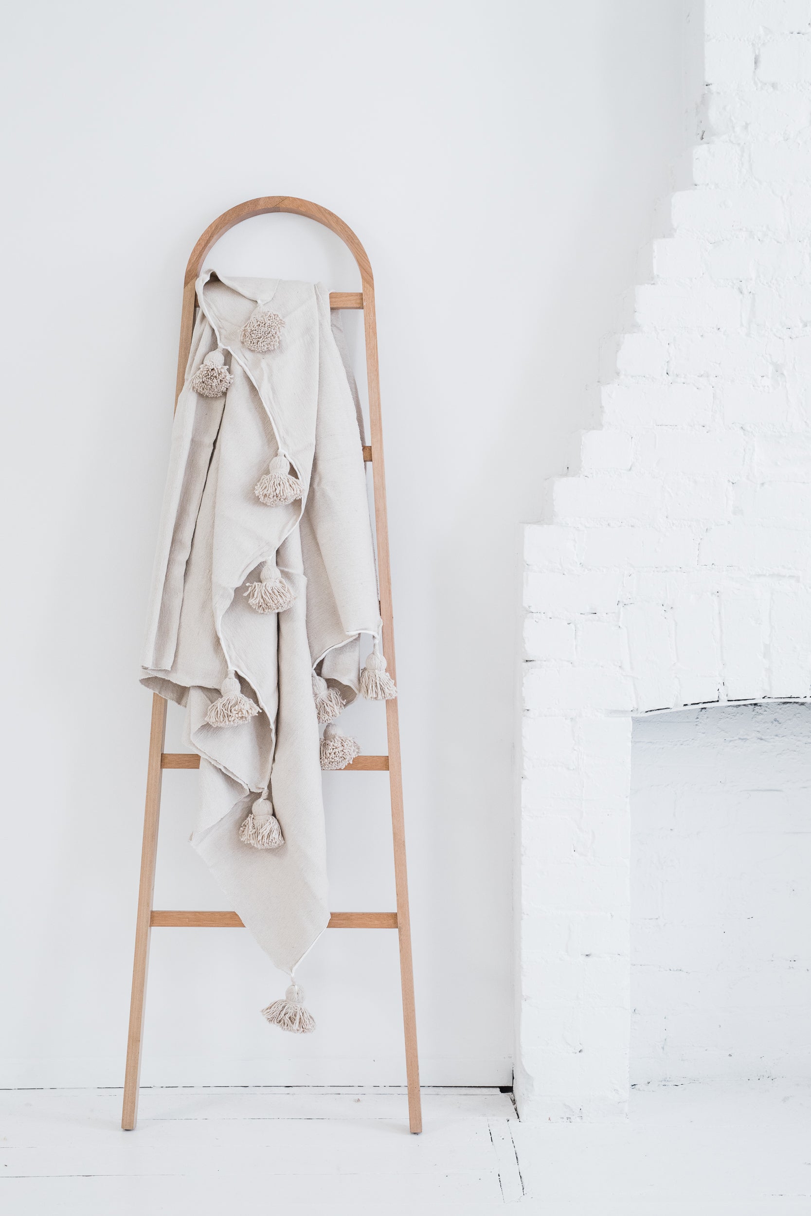 Oyster Pom Pom Blanket Bohzali NZ