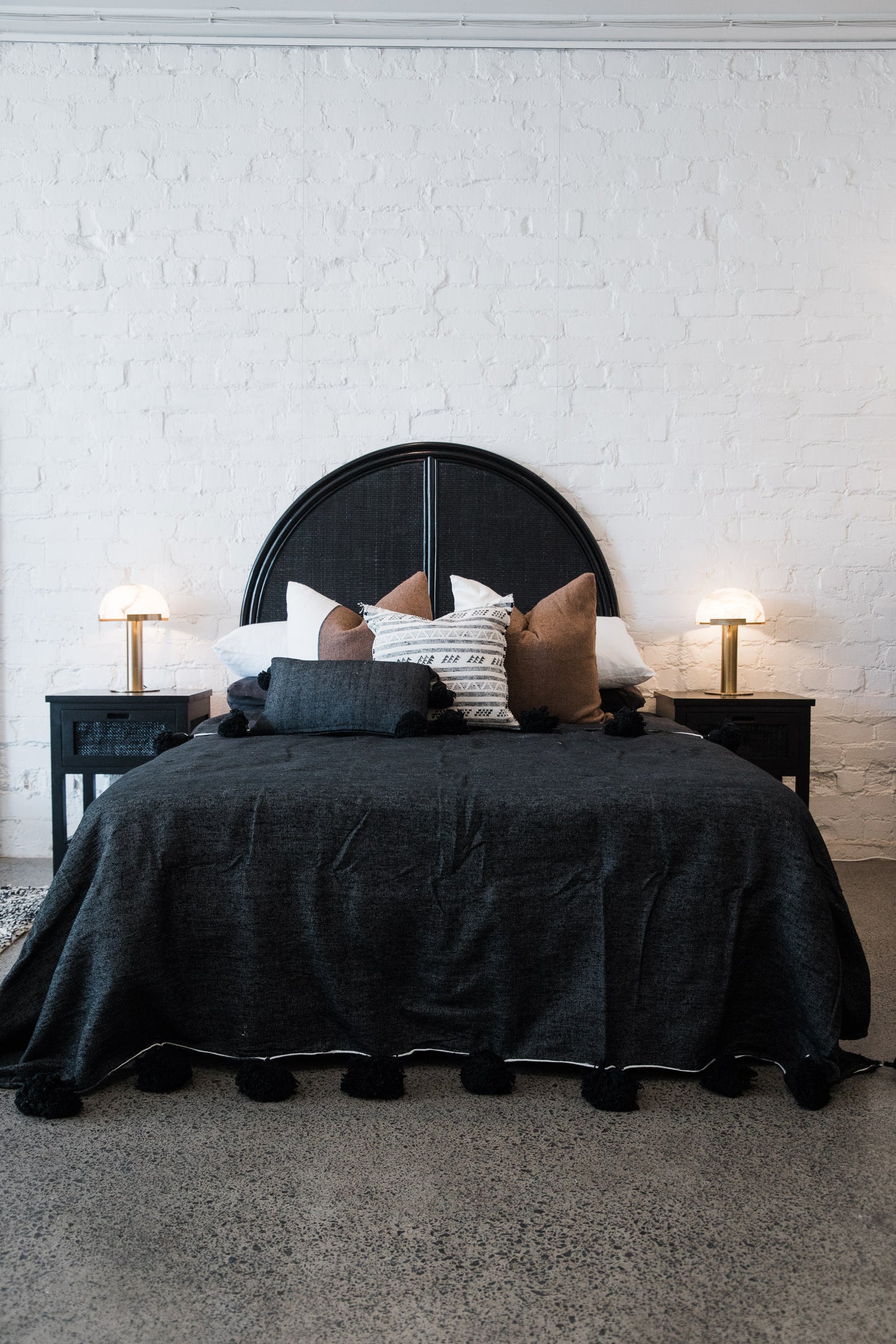 Black Pom Pom Blanket Bohzali NZ