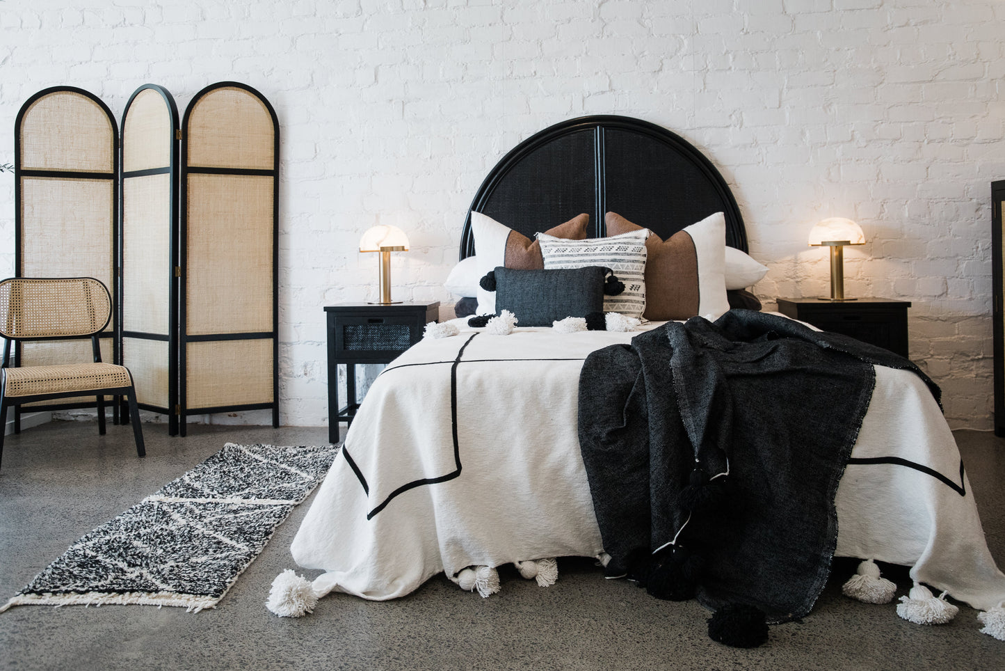 Pom Pom Cushion - White