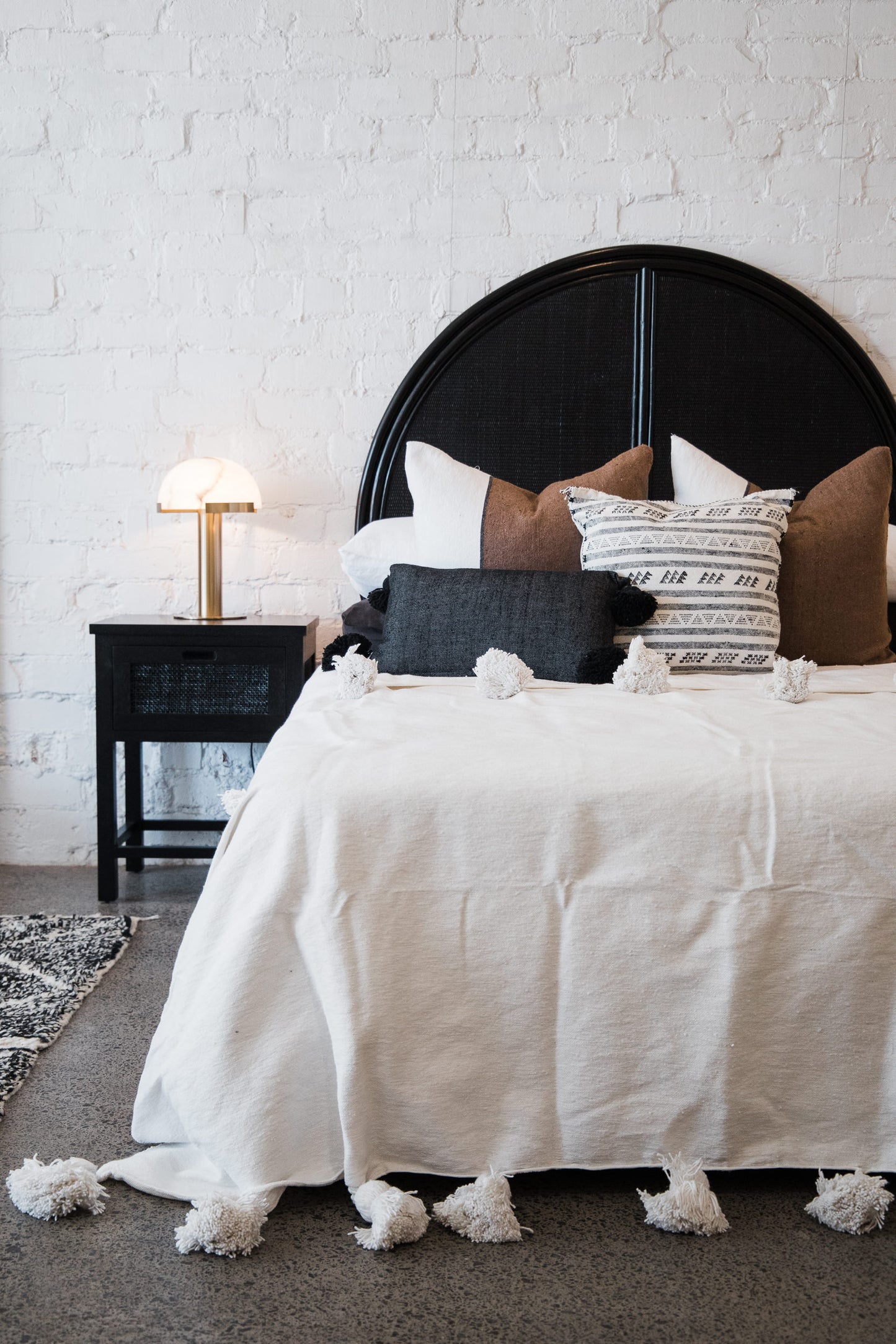 Black Pom Pom Blanket Bohzali NZ