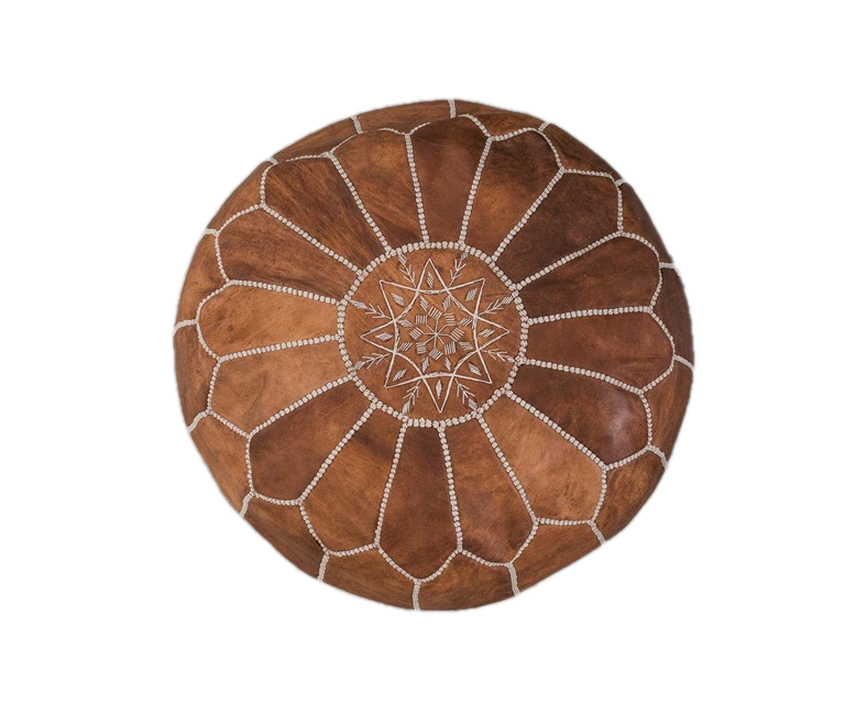Bohzali Moroccan Leather Pouf nz Natural Oiled
