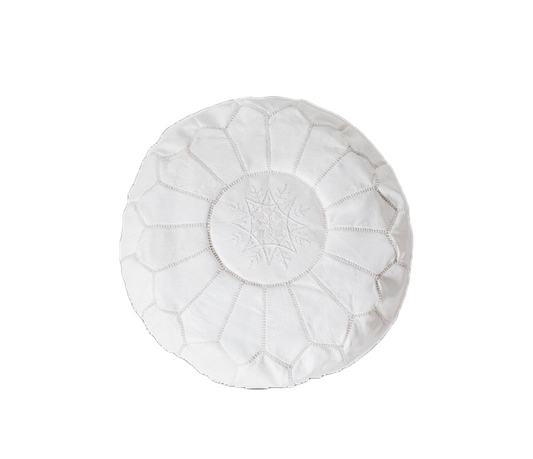 Bohzali Moroccan Leather Pouf nz white
