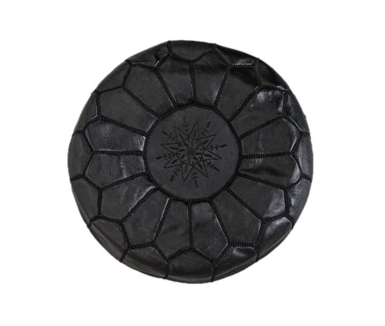 Bohzali Moroccan Leather Pouf nz Black