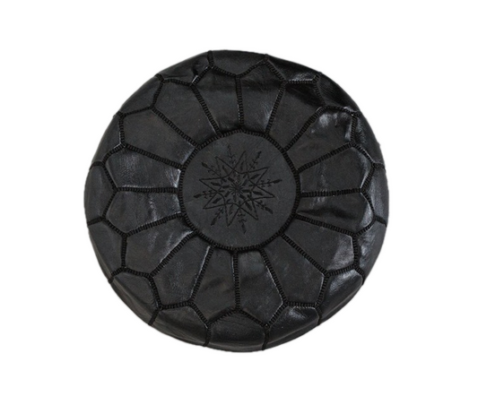 Bohzali Moroccan Leather Pouf nz Black