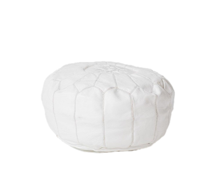 Bohzali Moroccan Leather Pouf nz white
