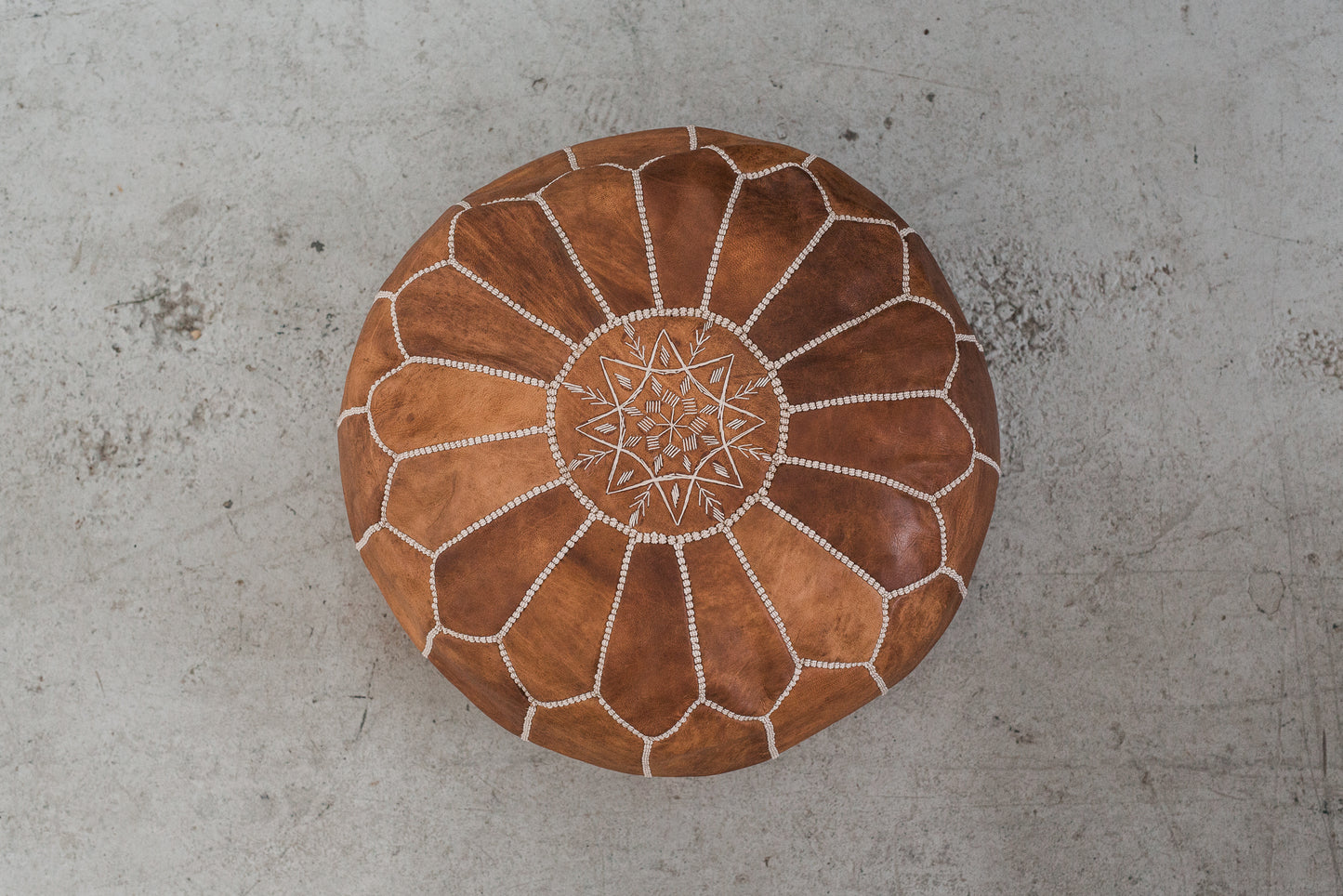 Bohzali Moroccan Leather Pouf nz Natural Oiled
