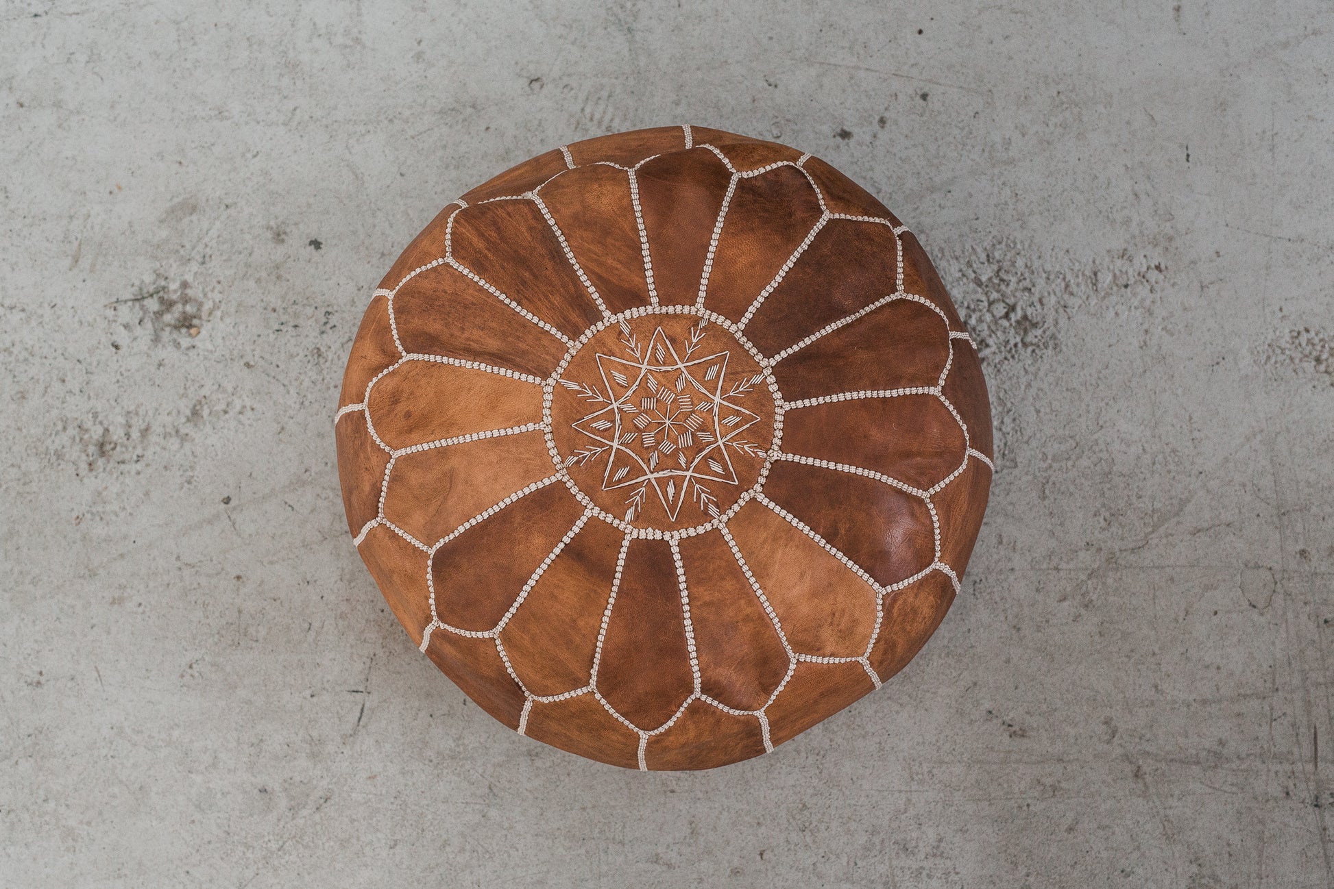 Bohzali Moroccan Leather Pouf nz Natural Oiled