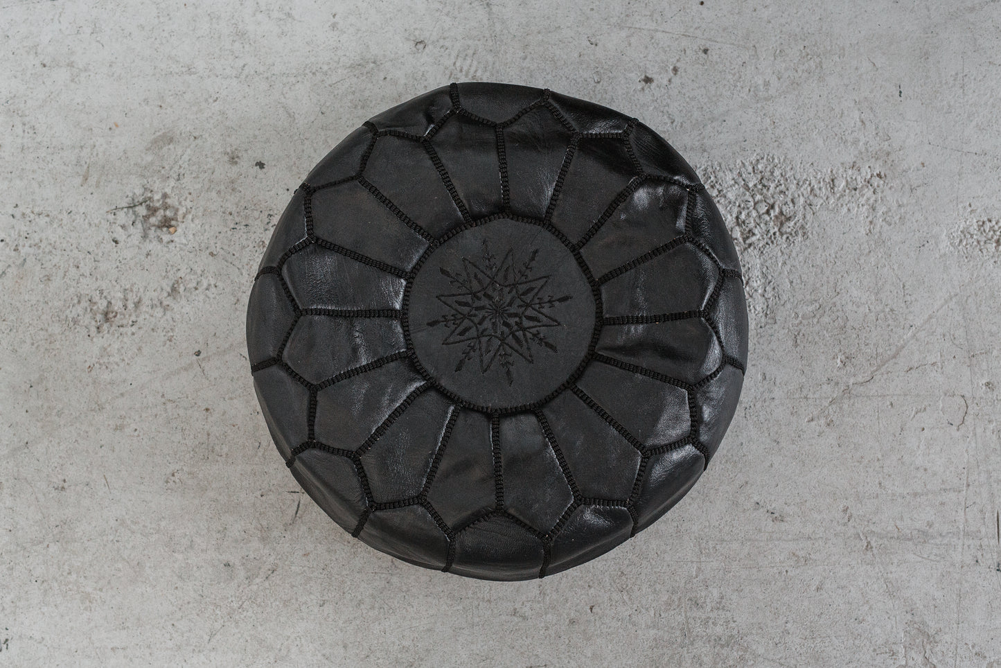 Bohzali Moroccan Leather Pouf nz Black