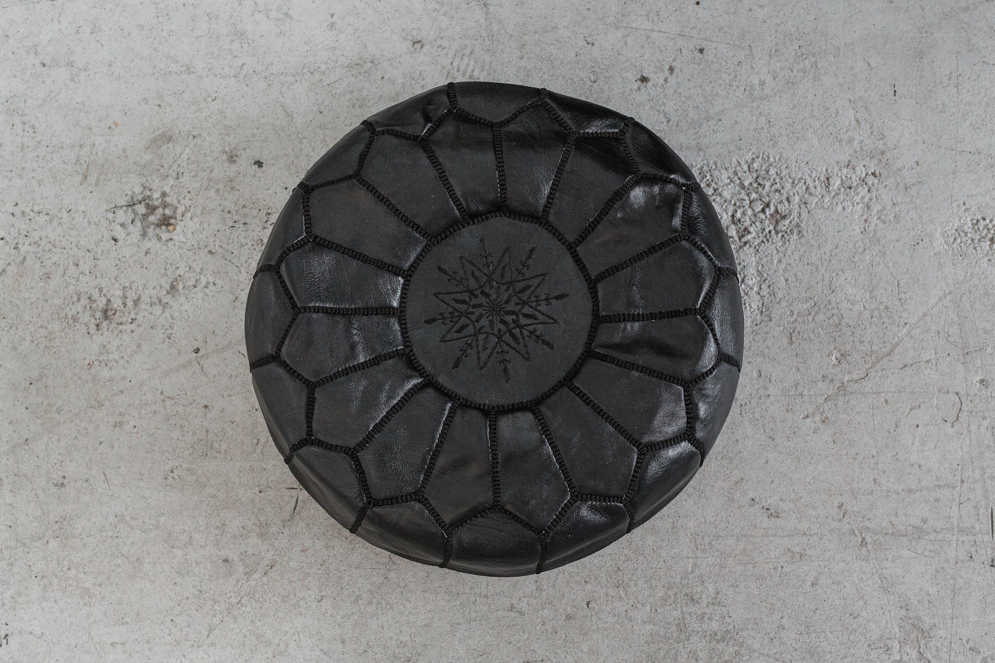 Bohzali Moroccan Leather Pouf nz Black