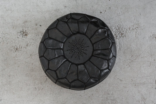 Bohzali Moroccan Leather Pouf nz Black