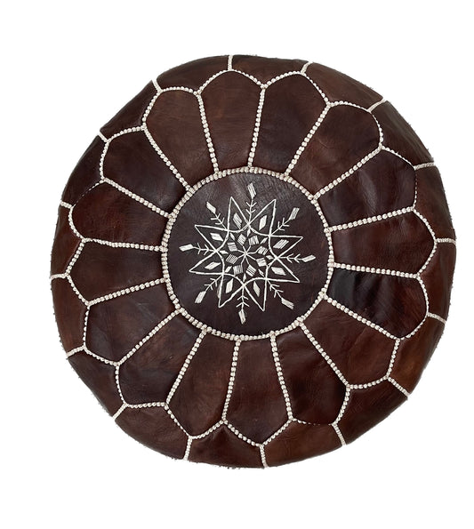 Bohzali Moroccan Leather Pouf nz Black