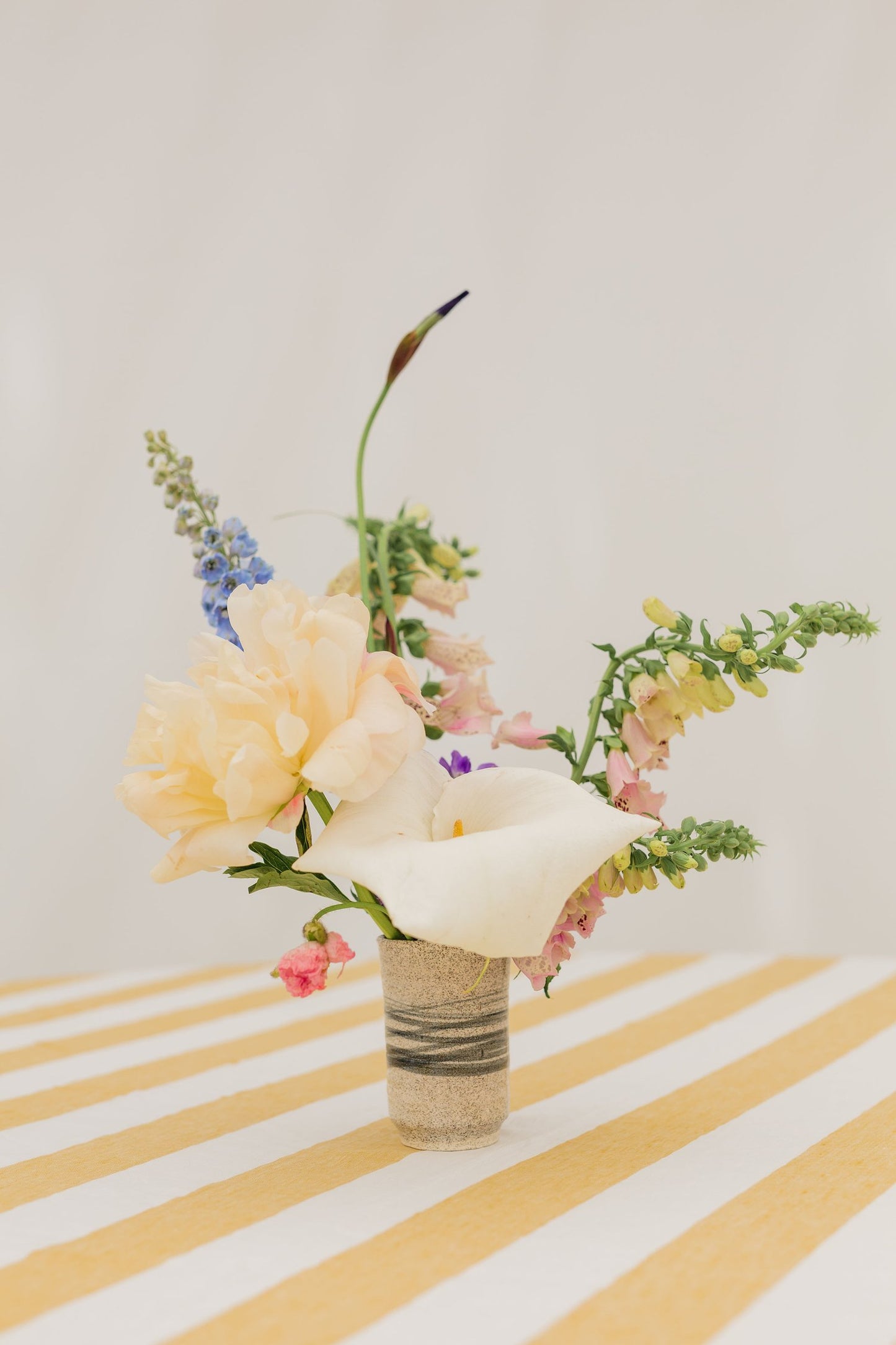 Beeswax & White Stripe Round Tablecloth