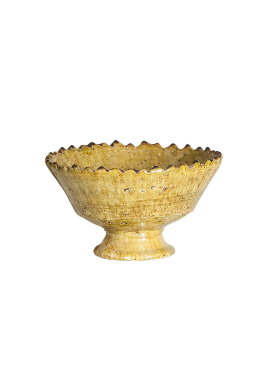 Moroccan Mustard Zig Zag Pedestal Bowl - Medium