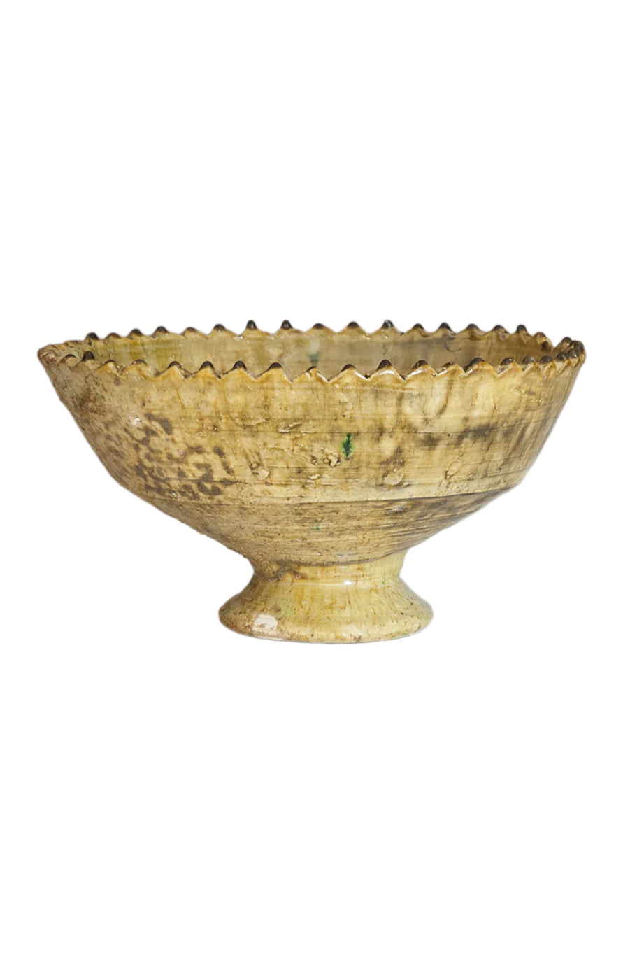 Moroccan Mustard Zig Zag Pedestal Bowl - Large