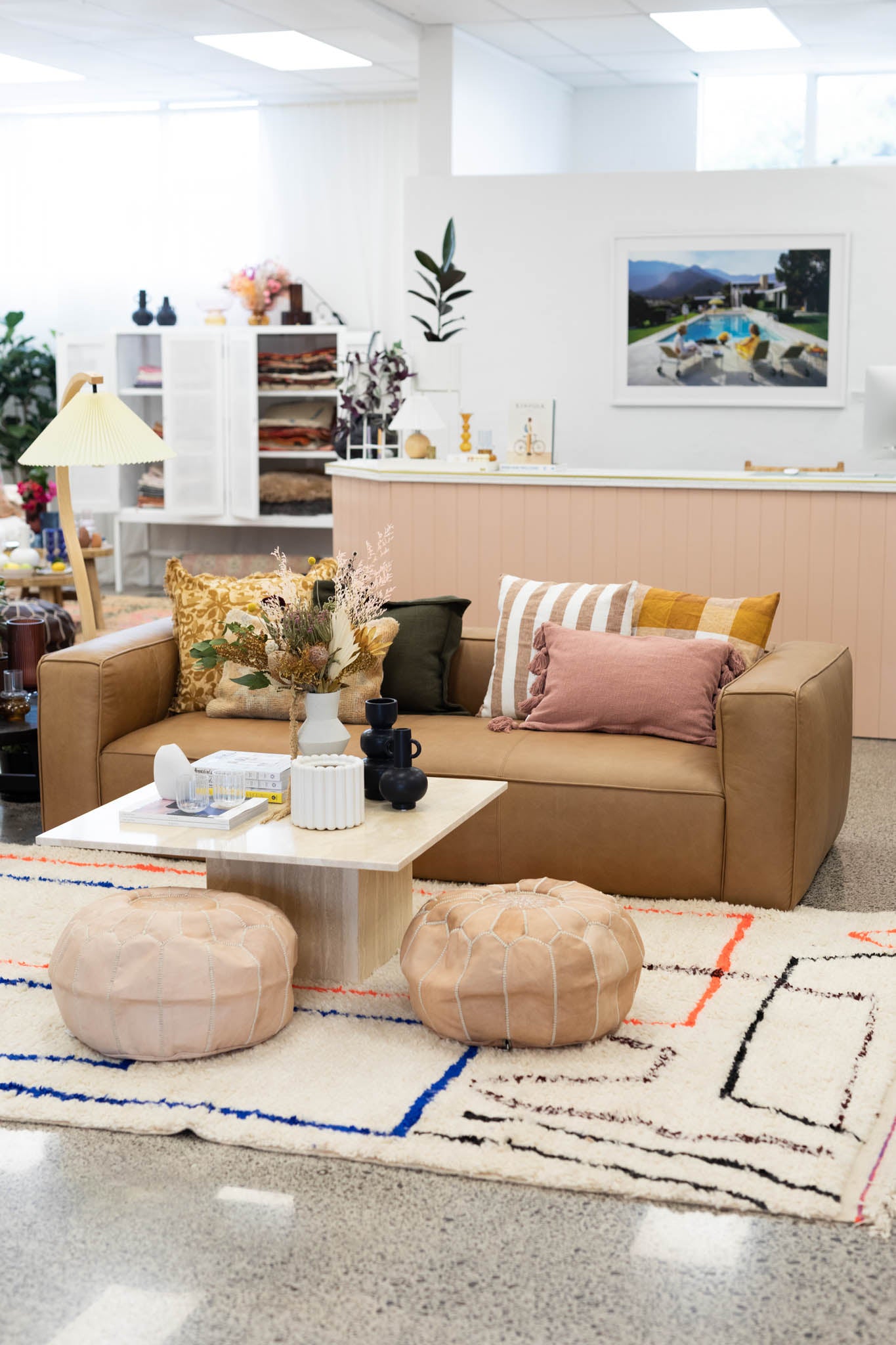 Bohzali Moroccan Leather Pouf nz Natural Oiled