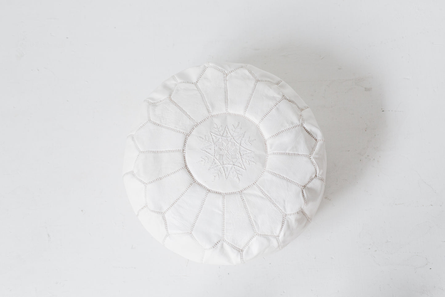 Bohzali Moroccan Leather Pouf nz white