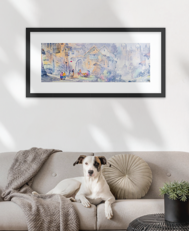 Two Llamas - Original Artwork -unframed 18 cm x 50 cm