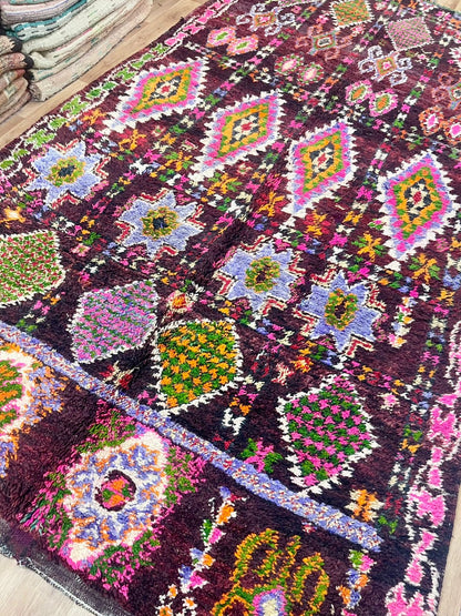 Vintage Moroccan Boujaad Rug - Geometric pink  -  365 x 200 mm