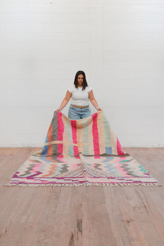 Menekse violet flower 2900 x 1900 mm - New Moroccan Boujaad Rug