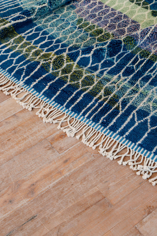 EASTER SPECIAL Blue coral  - New Moroccan Beni M'Rirt Rug  3600 x 2700 mm