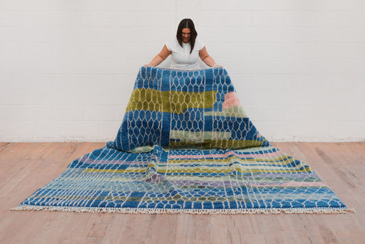 EASTER SPECIAL Blue coral  - New Moroccan Beni M'Rirt Rug  3600 x 2700 mm