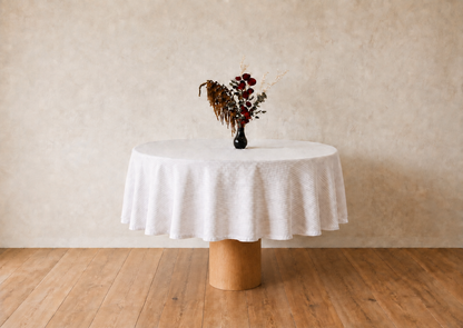 Olive Pinstripe Round Tablecloth