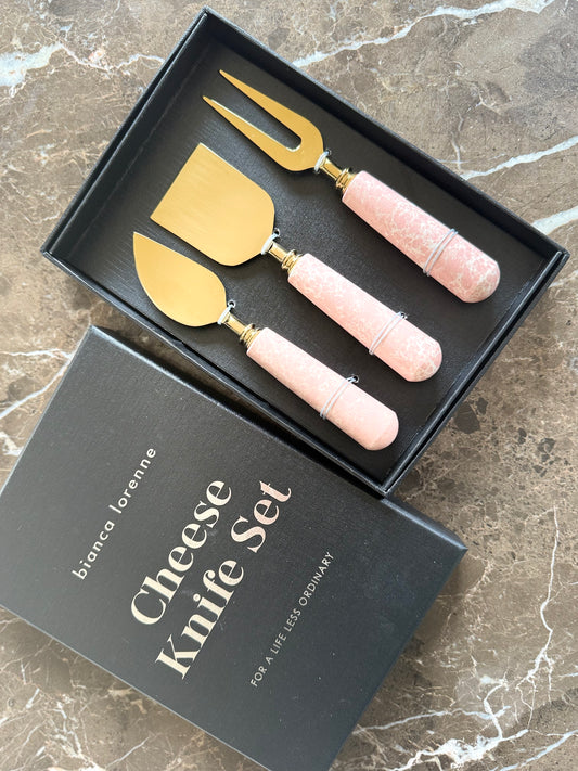 Cheese Knife Set - Pink Marble